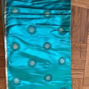 Teal Silk fabric with Pattern
